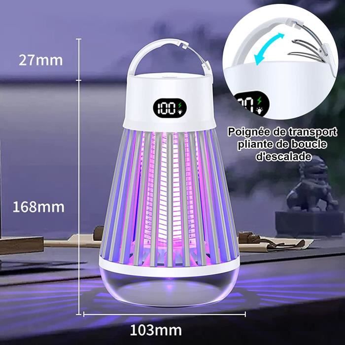 Lampe Anti-moustiques 2 En 1 + Ventilateur - 20W UV - 4800 MAh - Parfaite Pour Camping, Chambre, Terrasse - 10