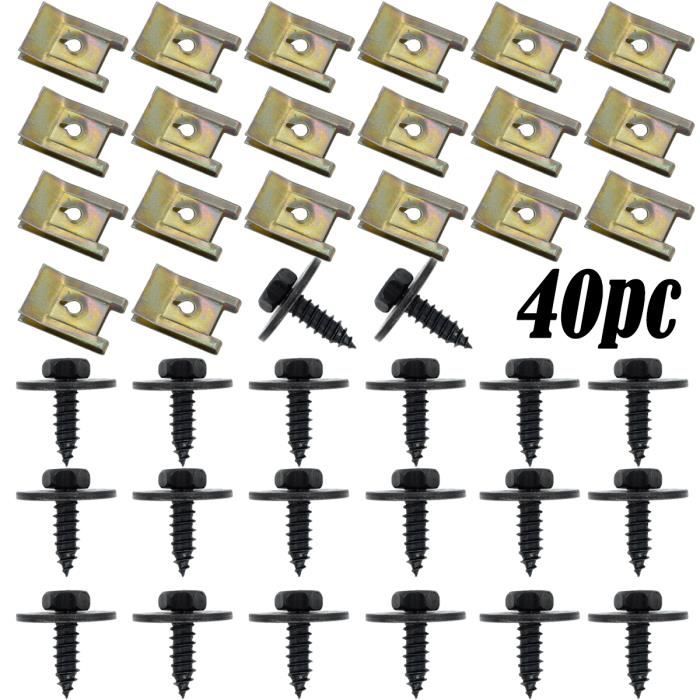 Kit De 20 Vis De Pare-chocs Avec écrous En U - Réf N90974701 - Tête Torx - Argenté