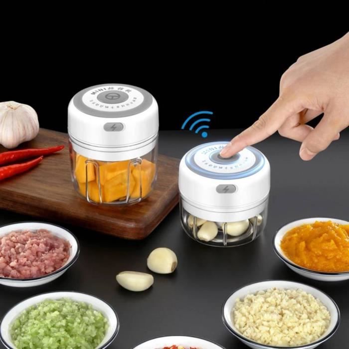 Hachoir Électrique Mini 300ml - Rechargeable USB - Verre Et Acier Inox - Pour Ail, Légumes, Viande - Sans Fil