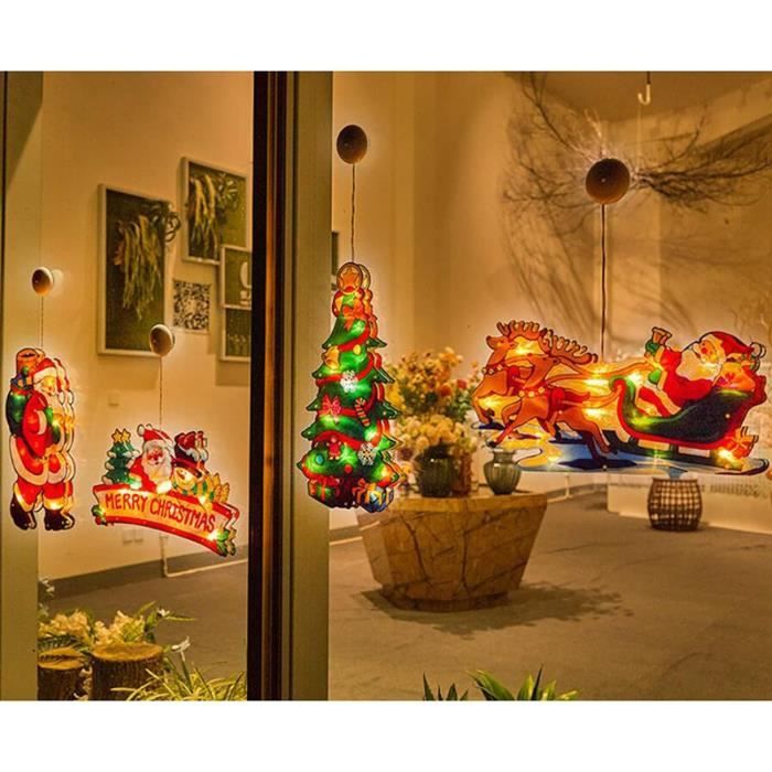Lumières De Décoration De Noël Led Silhouette Lumière Du Père Noël, Guirlandes  Lumineuses De Noël 3D Avec Ventouse, Pour - Cdiscount Maison
