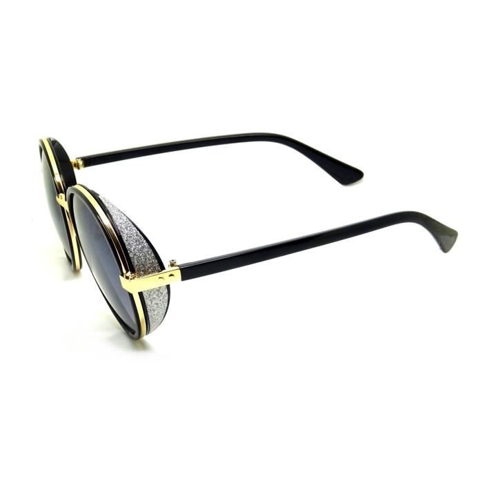 LUNETTES SOLEIL FEMME STRASS SWAROVSKI OEILLIERE ROND BIJOUX RETRO VINTAGE NOIR Achat Vente lunettes de soleil Cdiscount