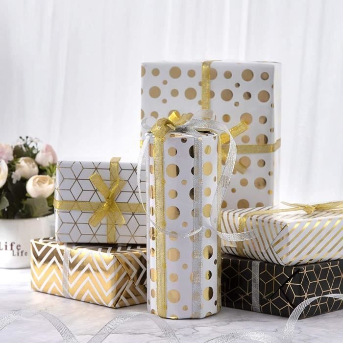 Papier Cadeau, 5 Feuilles De Papier D'emballage Cadeau et 2