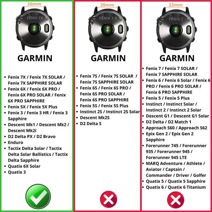 Bracelet pour Garmin Quatix 6X Solar Garmin Quatix 3 Silicone