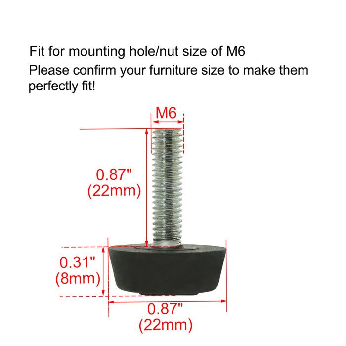 8Pcs Niveleurs RéGlables Robustes, Pieds De Nivellement Pour Meubles