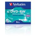 DVD-RW VERBATIM - Pack de 5 - 4x - 4,7 Go - Boîtier crystal-2