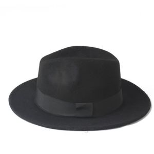 Traclet Chapeau Fedora En Feutre De Laine Noir - Style Gangster Années 20, Large Bord 7cm