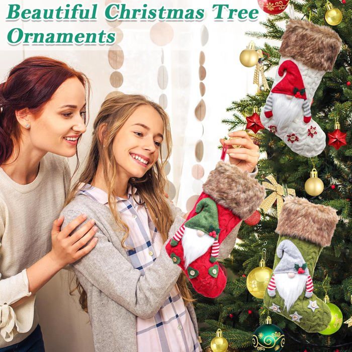 Grand Sac De Noel Pour Cadeaux SueH Design Grandes Chaussettes De Noël, 3 Lot Bas De Noël à Suspendre Botte Noël Chaussette De Noël à Suspendre Cheminée 51cm/20in Decoration Noel A Suspendre