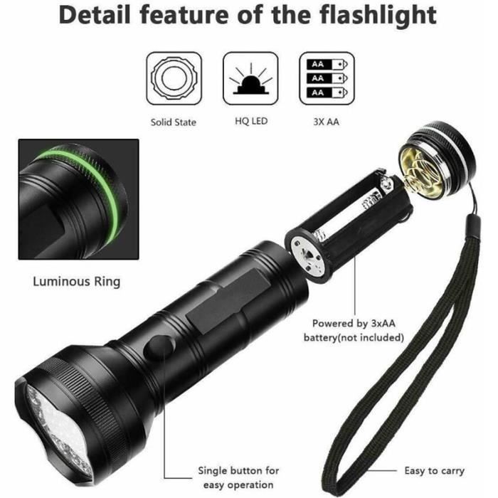 21 DEL UV - Lampe de poche portable à lumière noire ultraviolette, Mini  torche, Lampe torche, Lampe pour urin - Cdiscount Bricolage
