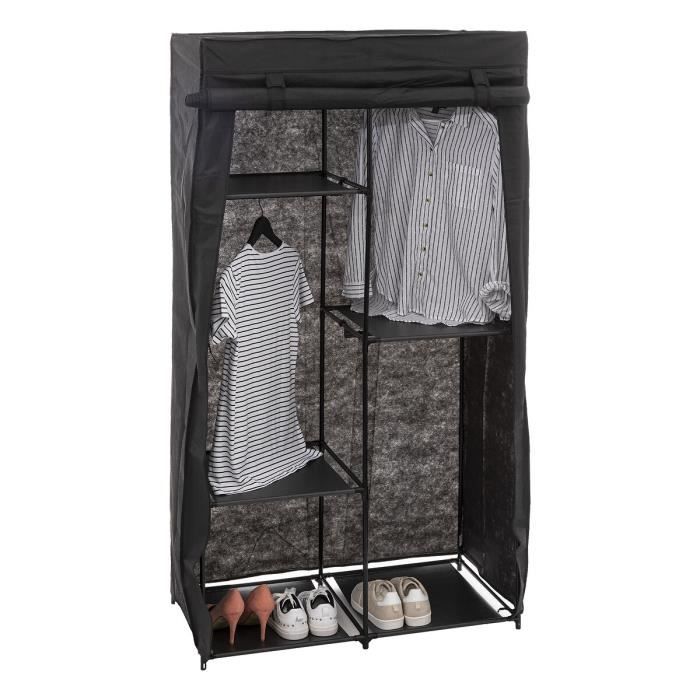 Armoire de Rangement Amovible Penderie dressing en tissu intissé OOBEST -  Noir - 175 x 150 x 45 cm - Cdiscount Maison