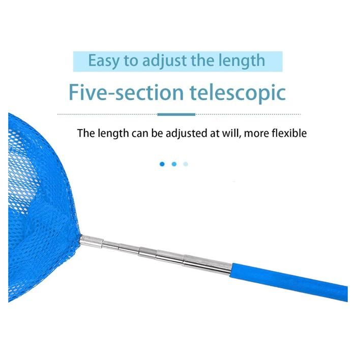 Épuisette Télescopique Pour Piscine - Acier Inoxydable - Longueur 85 Cm - Panier Profond - Pour Nettoyage Ou Pêche - 10
