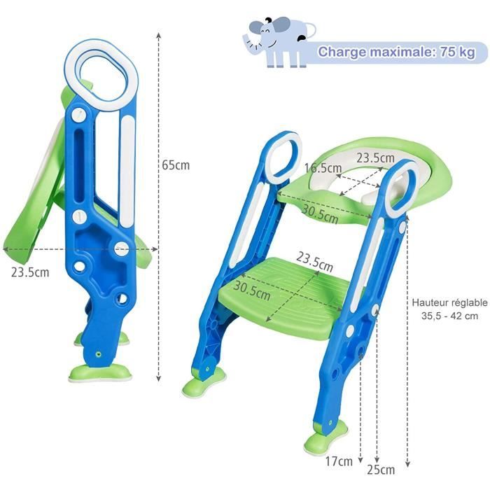 Hengda Siège de Toilette Enfant Pliable et Réglable, Reducteur de Toilette  Bébé réglable en hauteur Antidérapant Violet+Bleu