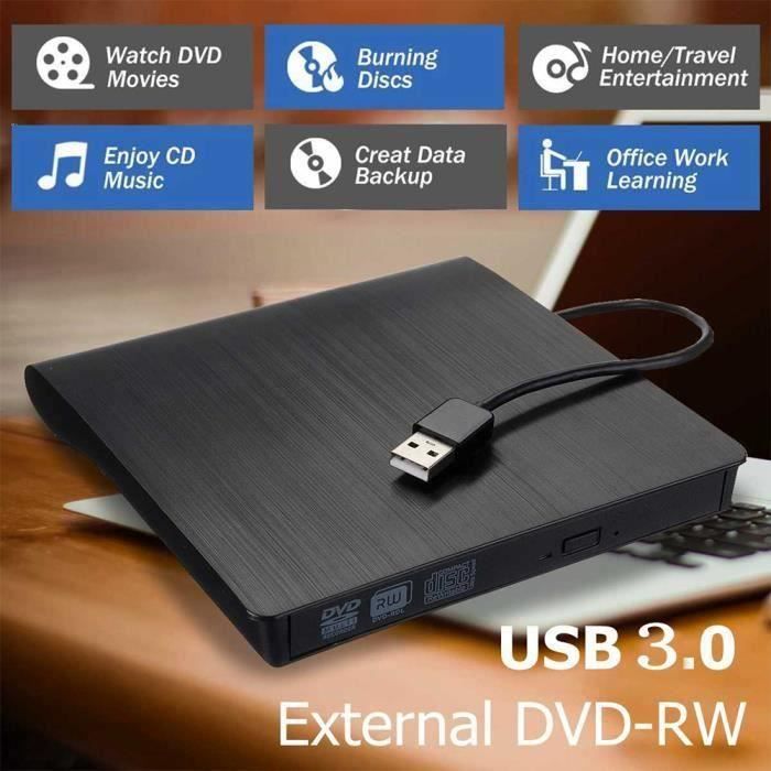 Lecteur Graveur DVD CD Externe USB 3.0 Ultra Slim Portable - Plug
