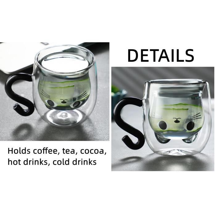 Verres à Double Paroi Pour Chat, Tasse à Café à Double Paroi Avec