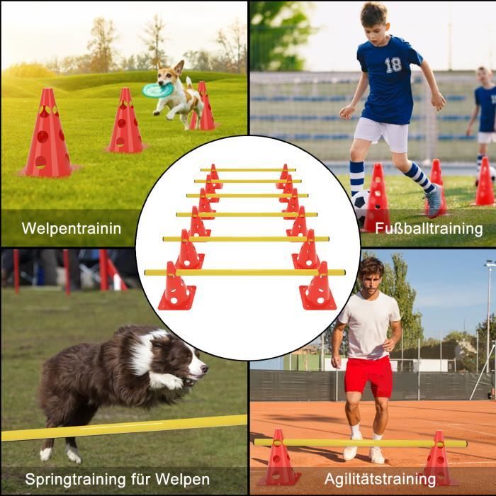 Lot De 6 Barres De Slalom 1,8 M Avec Pointe Métal Et Sac De Transport - Entraînement Football Agilité