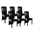 Lot de 6 Chaises de salle à manger Noir Contemporain - Chaise à dîner Similicuir Chaise de cuisine 52 x 43 x 93 cm ❤-0
