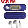 Lecteur MP3 8GB LCD Mini Baladeur Radio FM USB Bleu-0