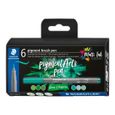 6 feutres - Pointe pinceau - Staedtler - Pigment Arts Pen - Assortis vert et turquoise-0