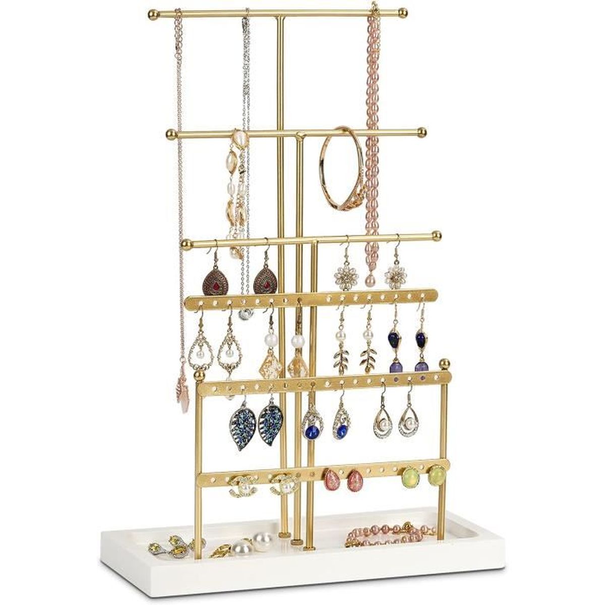 Support De Serre-Tête En Velours Forme T - Organiseur Bijoux Bandeaux Colliers 30x16,5 Cm Noir