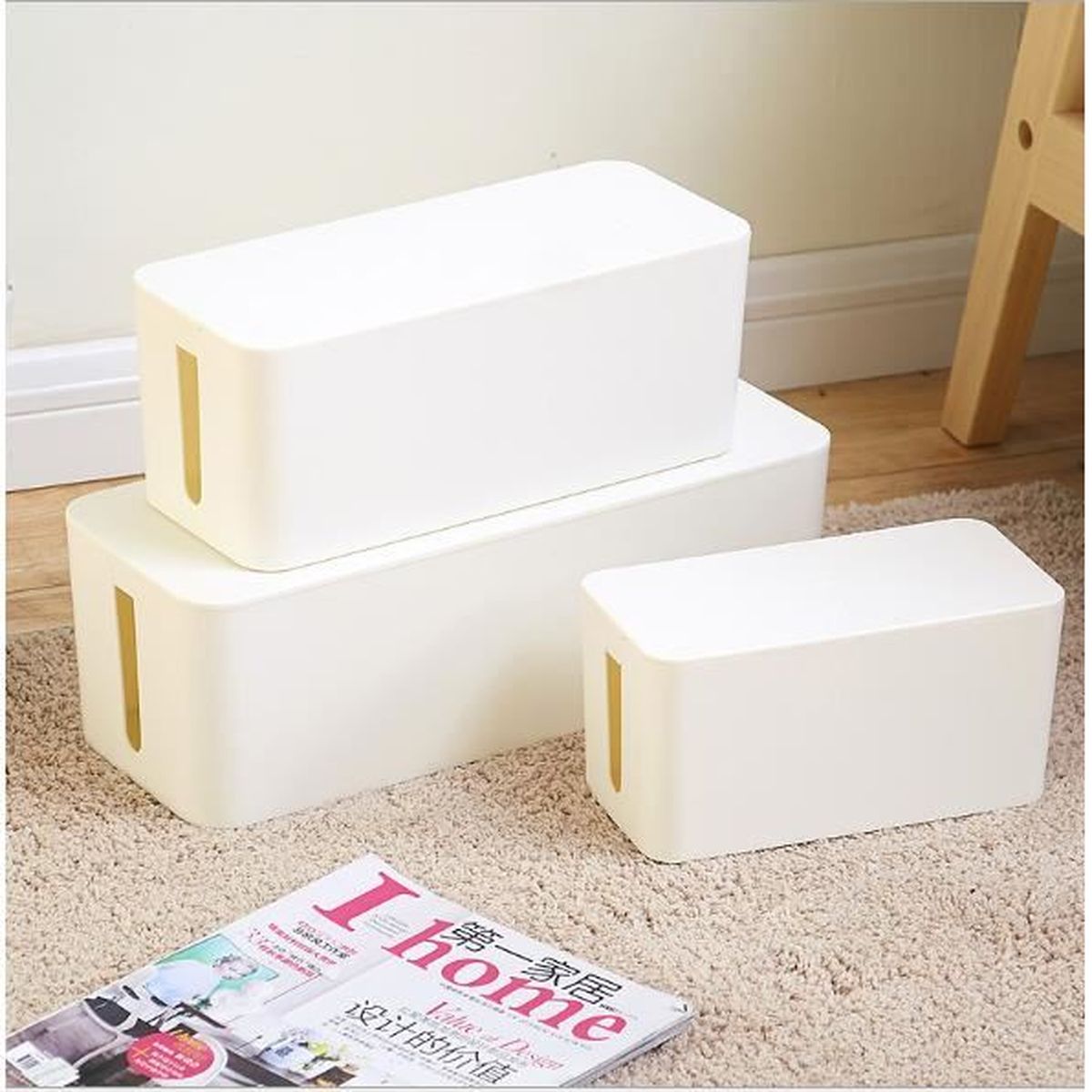 C/âble Organisateur 3Meter C/âble Rangement du N/éopr/ène Imperm/éable Organisateur et Protecteur de C/âbles 100 cm x 13.5 cm Noir Blanc