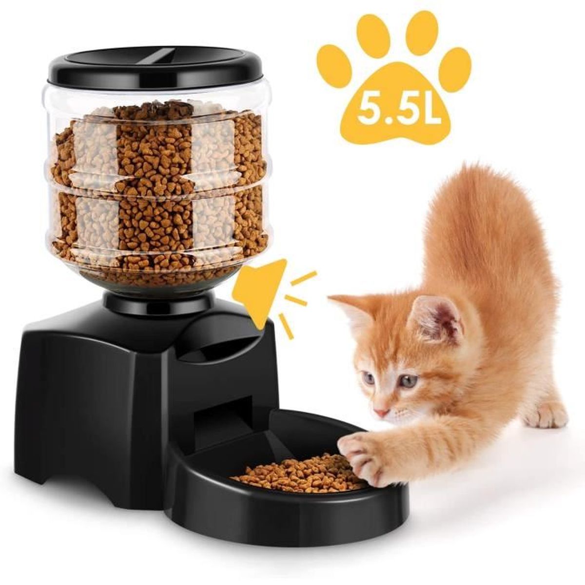 Amzdeal 5 5l Distributeur Automatique De Nourriture Pour Animaux Distributeur Croquette Pour Chat Et Chien Avec Messages Vocal Dis Cdiscount Bricolage