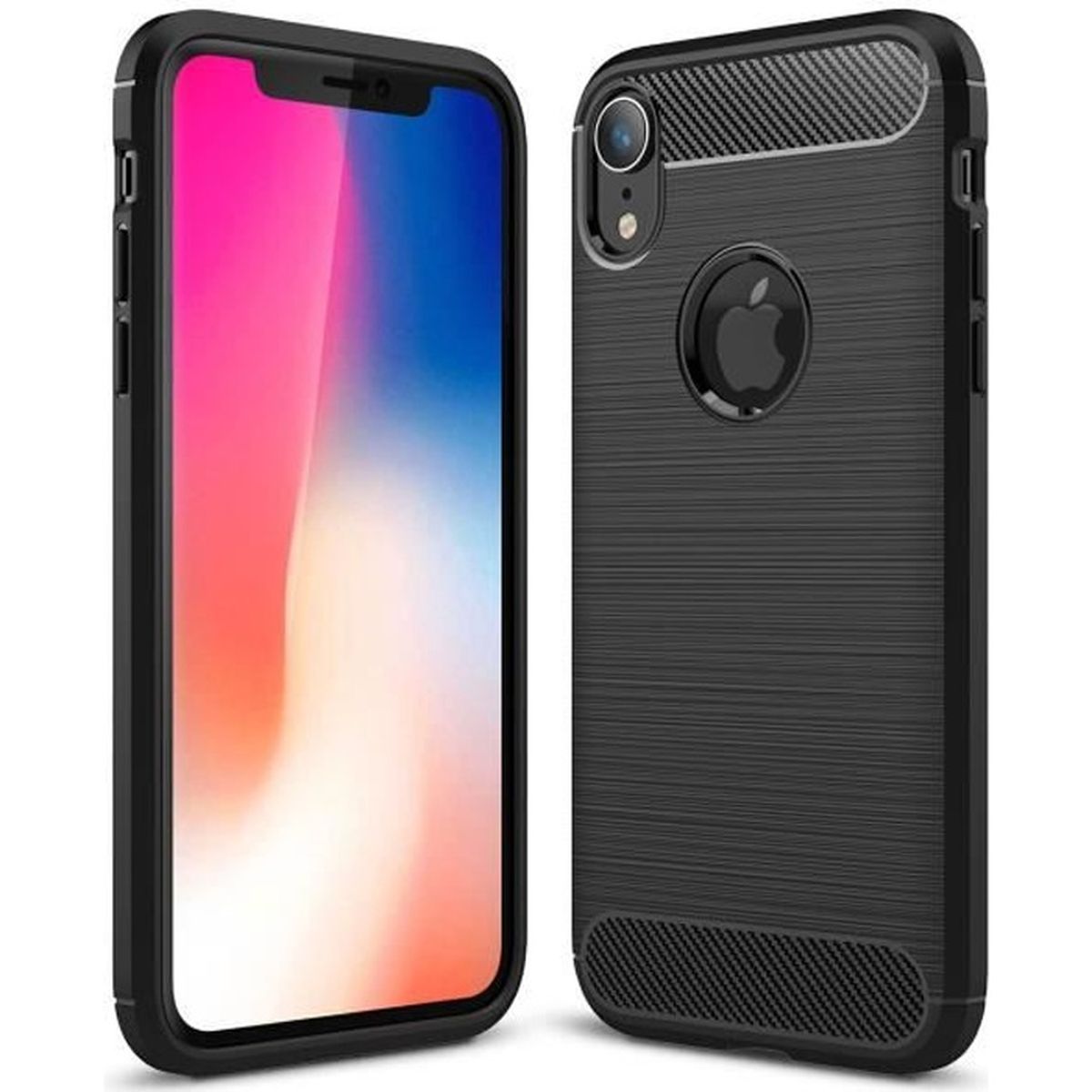Coque Silicone TPU Pour IPhone XR - Motif Cuir Anti-choc - Noir - Neuf Sous Emballage