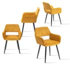 MEUBLES COSY Lot de 4 fauteuils de salle à manger scandinaves avec accoudoirs en velours côtelé jaune safran - CROMWELL CORDUROY