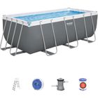Kit Piscine hors sol tubulaire BESTWAY - Power Steel™ - 412 x 201 x 122 cm - Rectangulaire (filtre à cartouche, échelle, diffuseur)