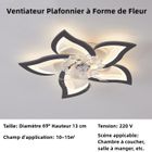 LANXI Ventilateur Lampe Plafonnier de Luxe，Dimmable en Continu Télécommande + APP Double Contrôle，Noir