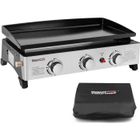 Plancha Gaz Portable - ROYAL GOURMET - 3 Brûleurs 7.5kW - Acier Émaillé - Surface 62x35.5cm - Noir