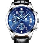 SHARPHY Montre Homme marque de Luxe 2025 bracelet cuir date etanche quartz bleu Montres Chronographe
