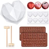 Moule en silicone au chocolat, moule en silicone gâteau coeur diamant moule en silicone (multicolore)