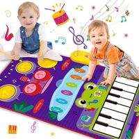 Jeu Musical bébé 1 an,Tapis de Danse 2 en 1,Tapis de Jeu avec Claviers de Piano,Jouet Enfant Educatif Cadeau Filles 2 3 Ans 80*50cm