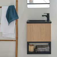 Meuble lave-mains suspendu NOVA en bois et métal - MOB-IN