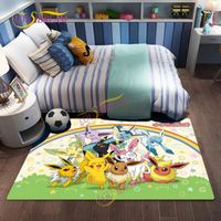 MBg-16427 Grand tapis imprimé Pikachu motif dessin animé Pokémon flanelle douce mignon pour salon chambre Taille:60x90cm
