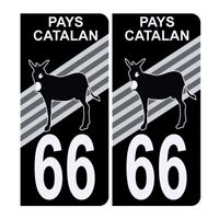 Autocollant Sticker Plaque d’immatriculation 66 Logo Blason Pays Catalan Logo Ane Noir