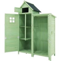 Abri de jardin en bois de sapin, armoire de jardin avec toiture en PVC, vert, 118,5 x 54,3 x 173 cm