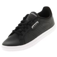 Chaussures basses en cuir ou simili Courtpoint base noir - Adidas - Mixte - Lacets
