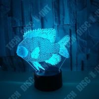 TD® Lampe optique poser décoratif tactile 7 couleurs illusion optique - modèle poisson - faible consommation câble USB ou 3 piles