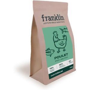 CROQUETTES Franklin – Croquettes Chat Stérilisé – 6kg – sans Céréales – 70% de Viande – Contrôle du Poids – Poulet, Thon, Saumon