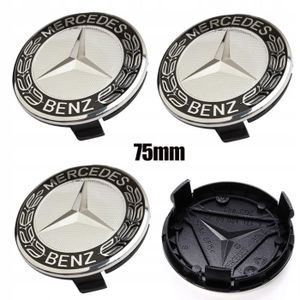 Cache Moyeu Centre Roue Enjoliveur Emblem jante Logo insigne Mercedes 75mm Noir 