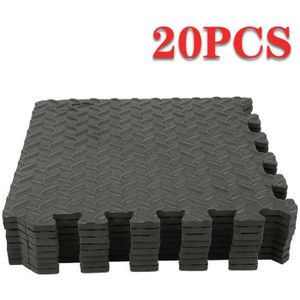 TAPIS DE SOL FITNESS Lot de 20 dalles carrées de protection en mousse YMY - Tapis de sol de gym 30x30cm - Noir - Pour yoga et fitness