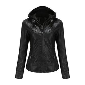 Veste Femme Simili Cuir Rouge - Longue Style Moto - Mi-saison - Taille Ajustable - Grande Taille Disponible