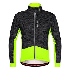 Homme Cyclisme Hiver Vent Veste Thermique Polaire Coupe-Vent Manteau Fluorescent 