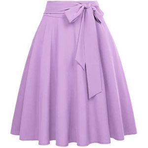 JUPE Belle Poque Femme Jupe Taille Haute Pin Up Plissée Jupe Trapèze Mi Longue Rétro - Violet