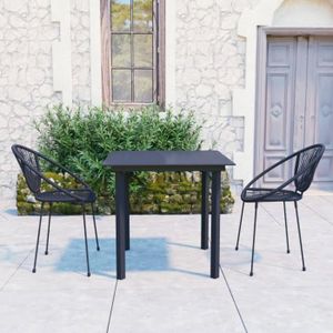 Ensemble table et chaise de jardin VBESTLIFE Ensemble à dîner d'extérieur 3 pcs Rotin PVC Noir - AKO7068512164286