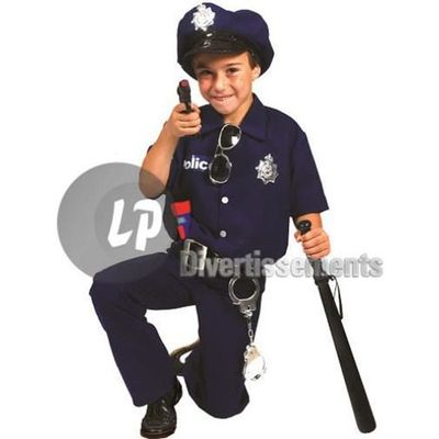 Deguisement Policier Enfant Costume de Police Ensemble pour Enfant Fille  Garçon avec Accessoires Walkie Talkie, Policier Meno