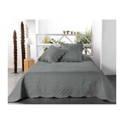 Dessus de lit frangé coton, Nedo - Vert - 230 x 250 cm | Leroy Merlin