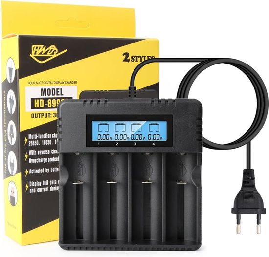 Chargeur Universel 2 Slots Pour Piles 18650, 21700, 26650... - USB, Charge Rapide 1A, Sécurité Intégrée