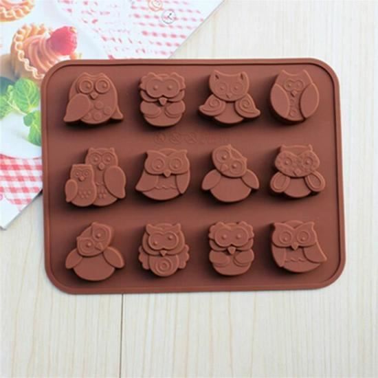2 Pcs 12 Hibou Mignon Forme Silicone Gateau Au Chocolat Fondant Gateau Decorations Outils De Moulage Cdiscount Maison