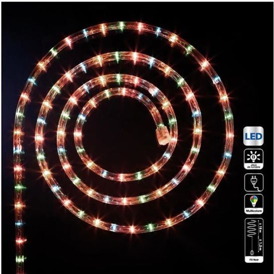 Feeric Christmas - Guirlande d'extérieur Tube lumineux LED sur 18 Mètres avec 8 jeux de lumière L, 18 m Multicolor